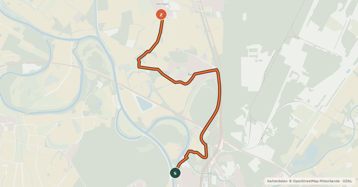 Kartenübersicht der Radroute Radroute 21-54