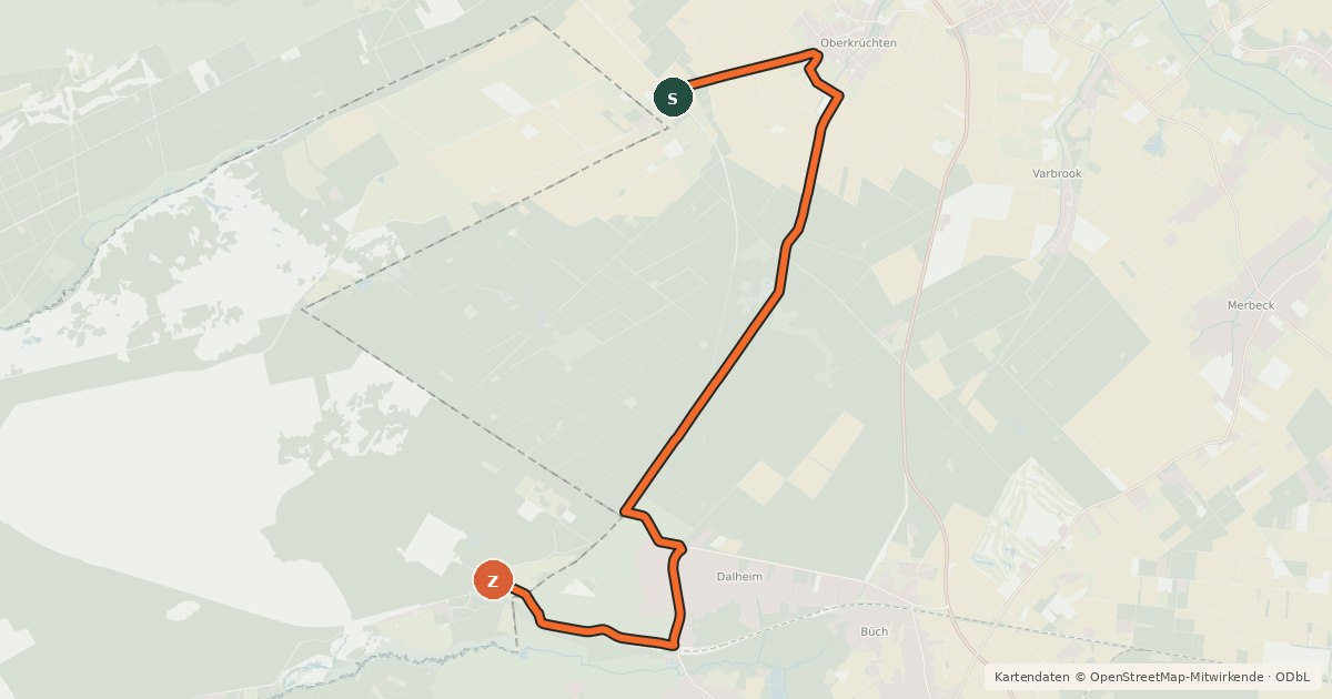 Kartenübersicht der Radroute Radroute 21-95