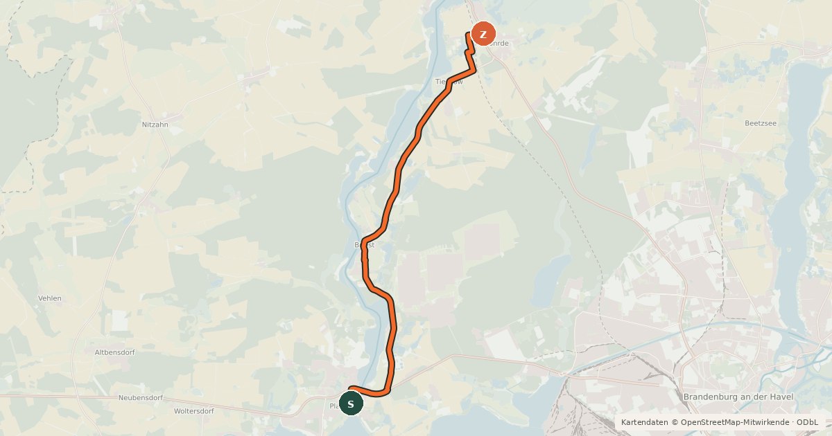 Kartenübersicht der Radroute Radroute 22-23