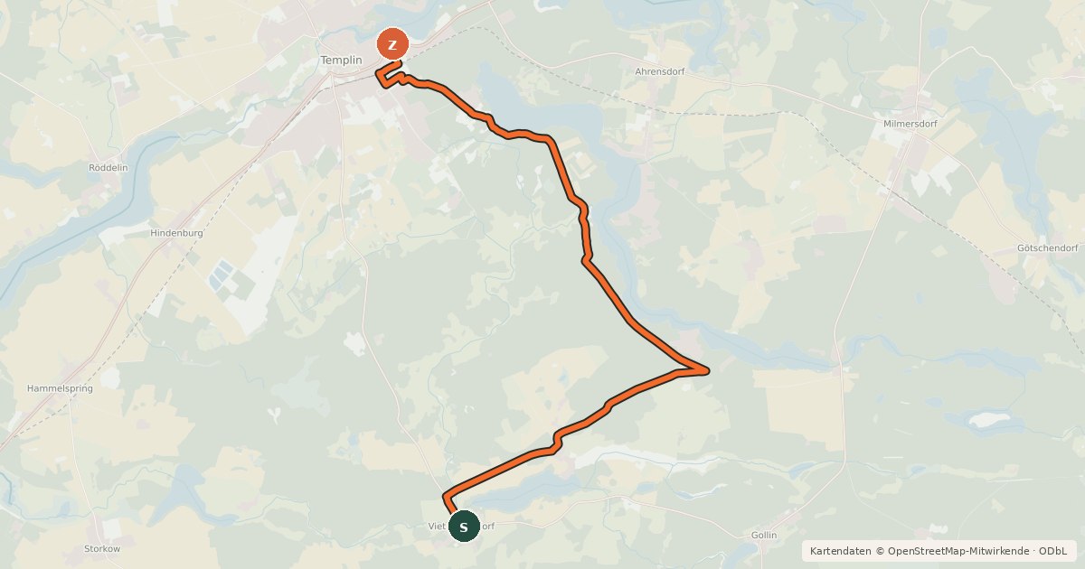 Kartenübersicht der Radroute Radroute 22-25