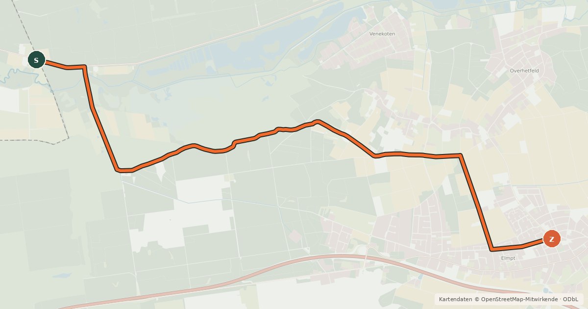 Kartenübersicht der Radroute Radroute 22-26