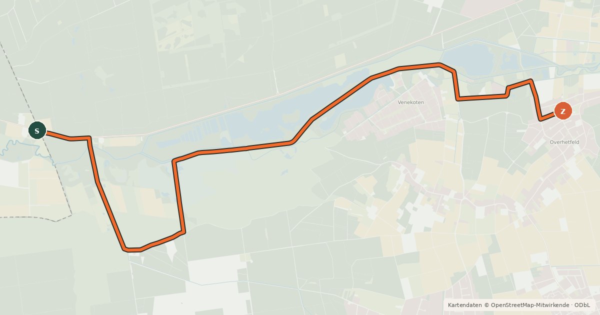 Kartenübersicht der Radroute Radroute 22-39