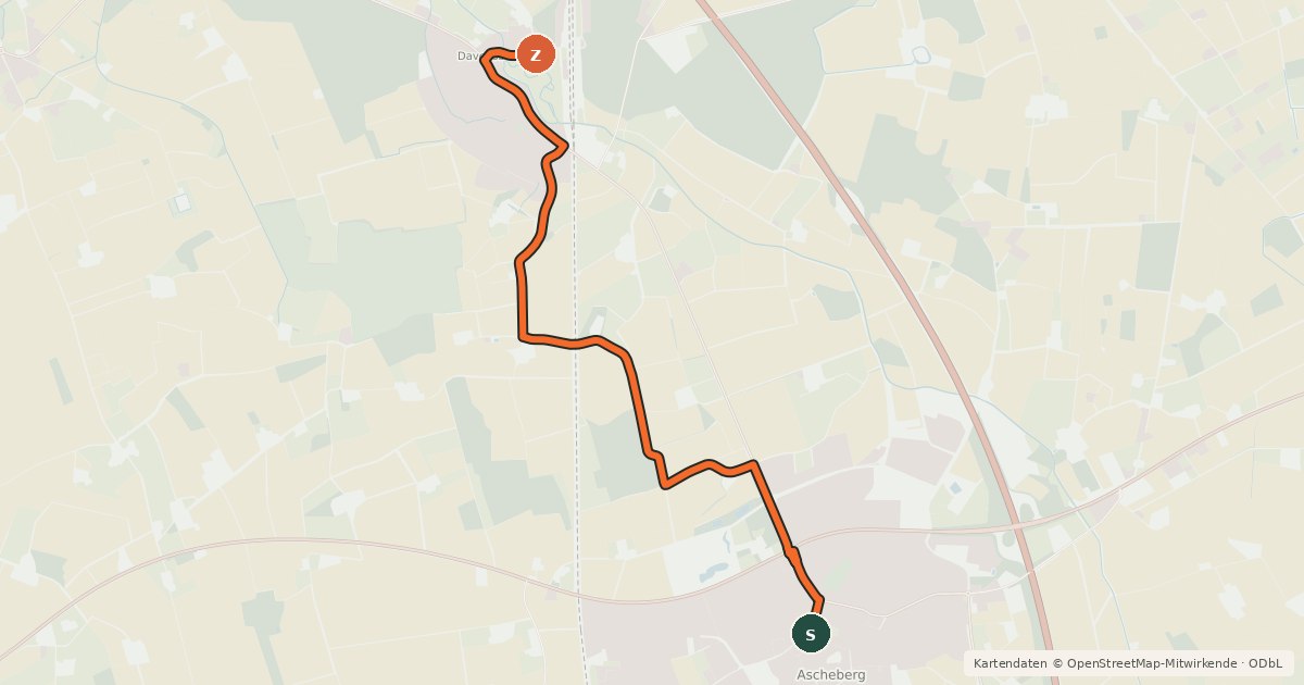 Kartenübersicht der Radroute Radroute 23-34