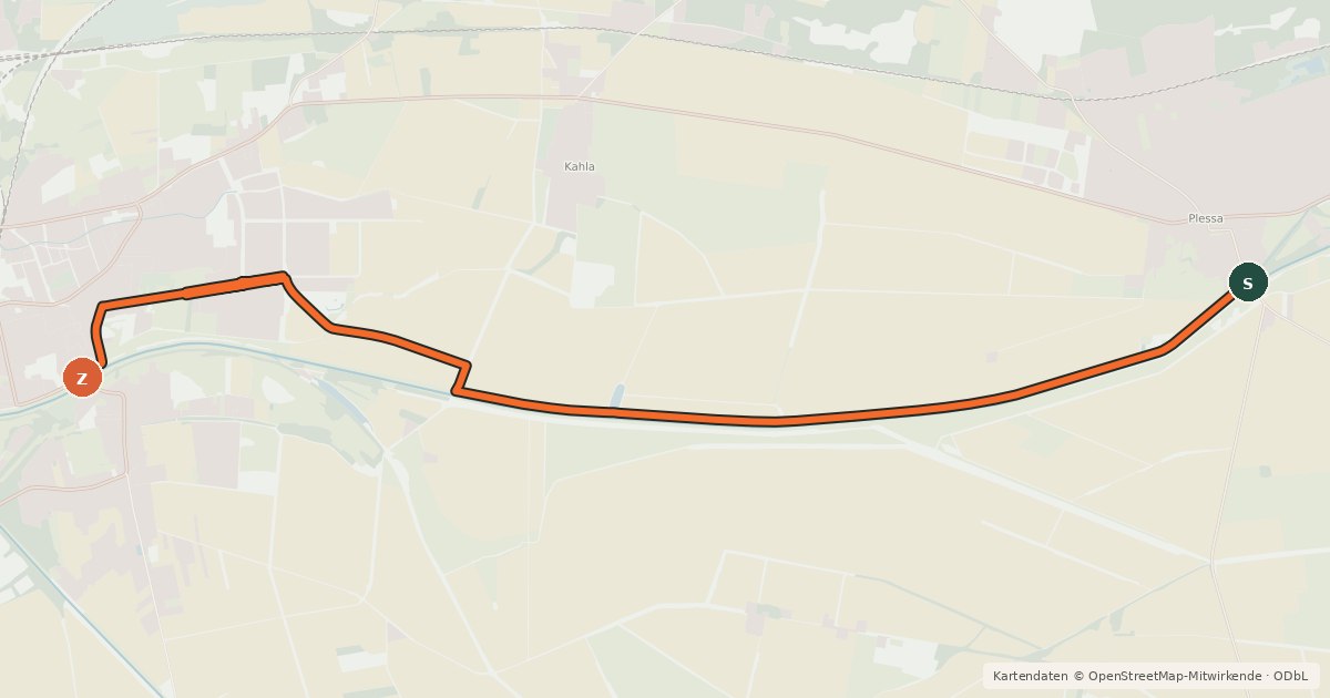 Kartenübersicht der Radroute Radroute 23-37