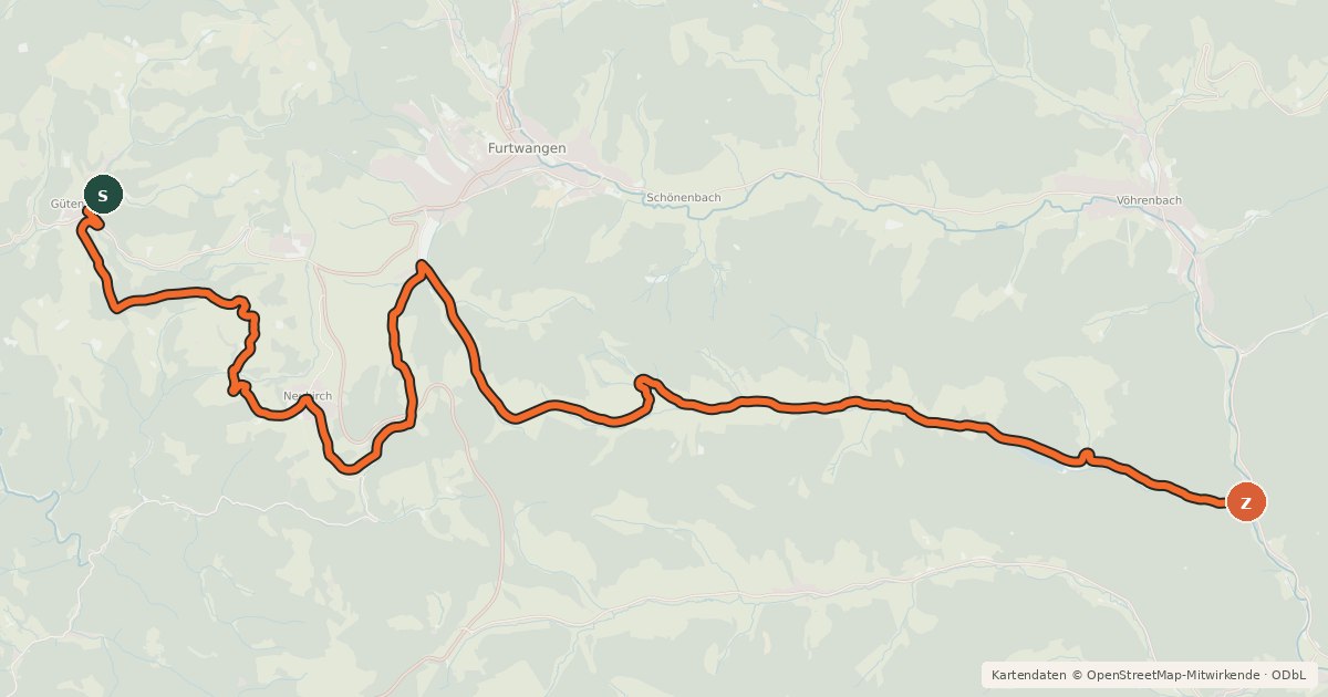 Kartenübersicht der Radroute Radroute 23-Kohlbrücke