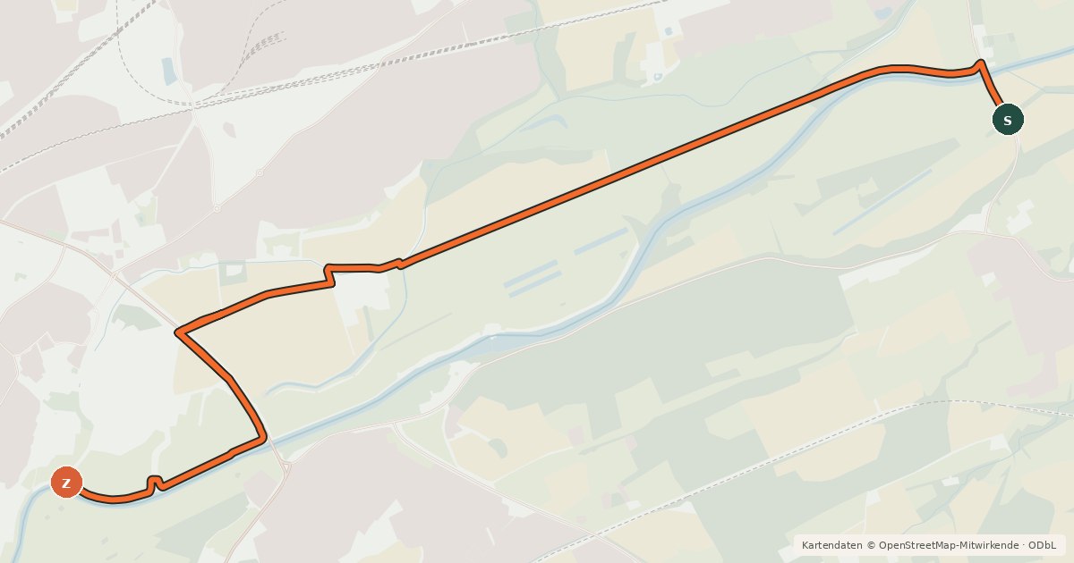Kartenübersicht der Radroute Radroute 25-38