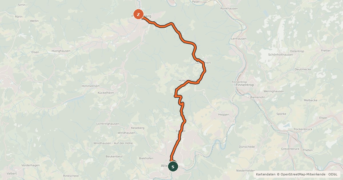 Kartenübersicht der Radroute Radroute 25-43