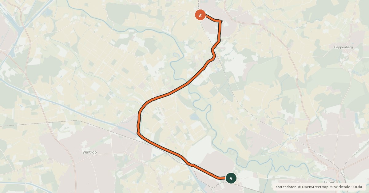 Kartenübersicht der Radroute Radroute 25-43