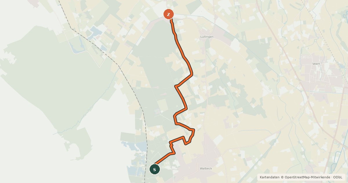 Kartenübersicht der Radroute Radroute 25-46