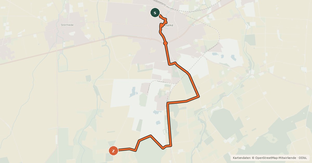 Kartenübersicht der Radroute Radroute 26-28