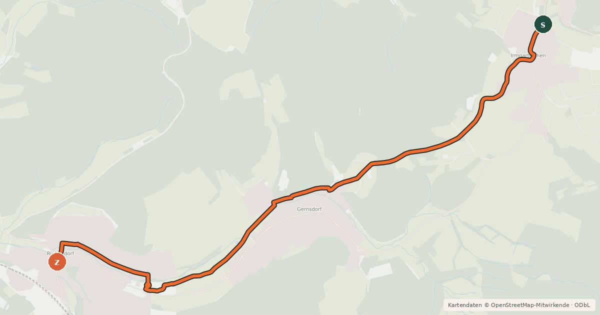 Kartenübersicht der Radroute Radroute 27-28