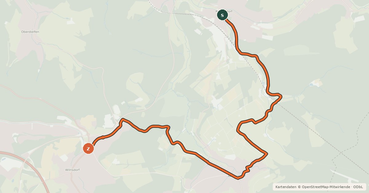 Kartenübersicht der Radroute Radroute 28-30