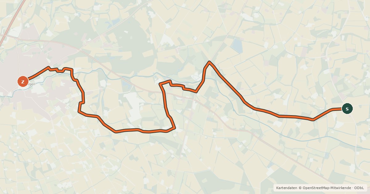 Kartenübersicht der Radroute Radroute 28-45