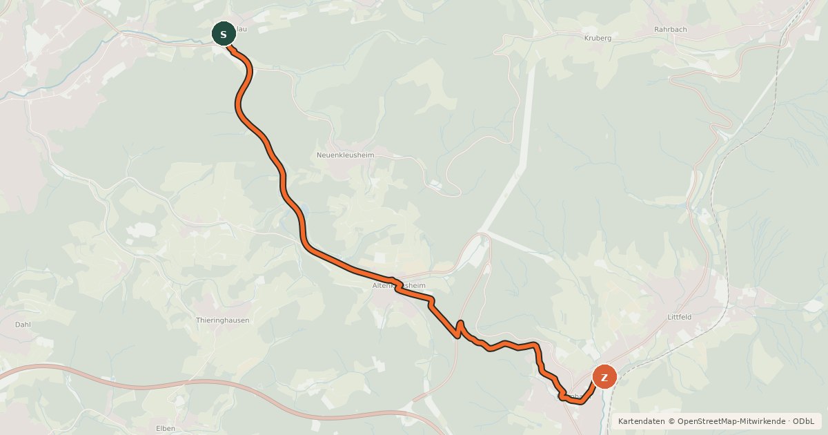 Kartenübersicht der Radroute Radroute 28-51