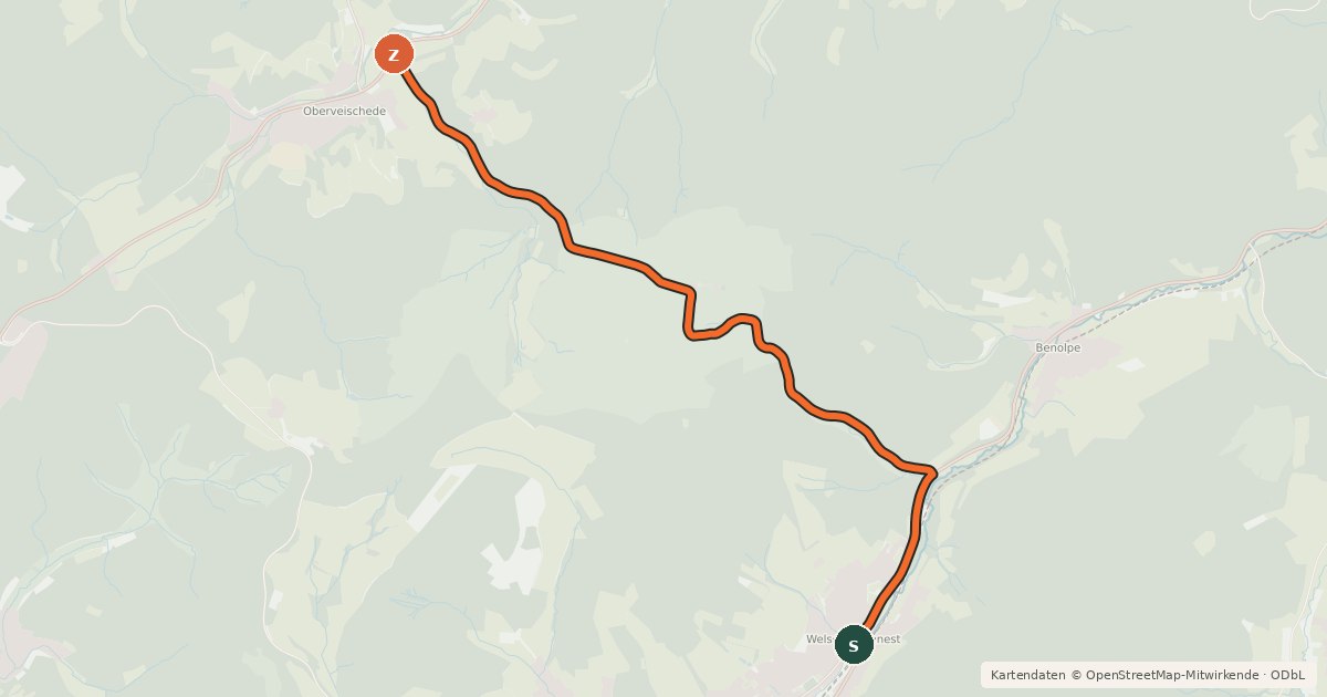 Kartenübersicht der Radroute Radroute 29-42
