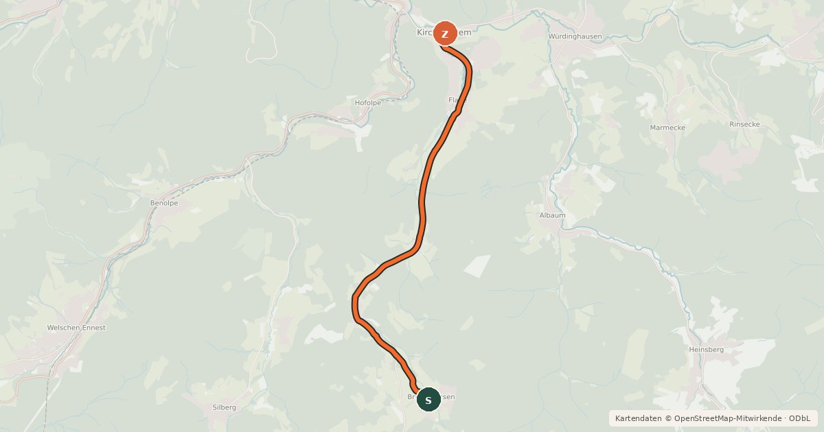 Kartenübersicht der Radroute Radroute 30-35