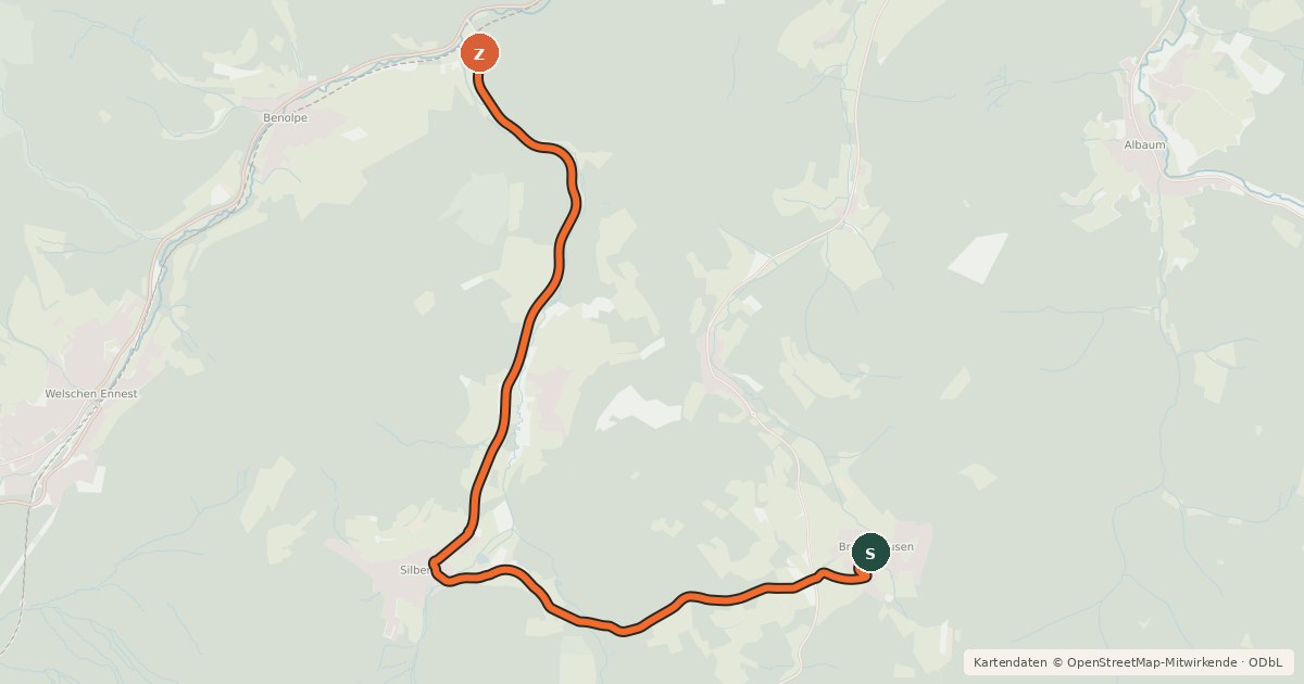 Kartenübersicht der Radroute Radroute 30-36