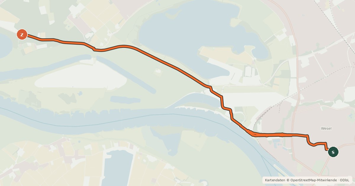 Kartenübersicht der Radroute Radroute 31-32