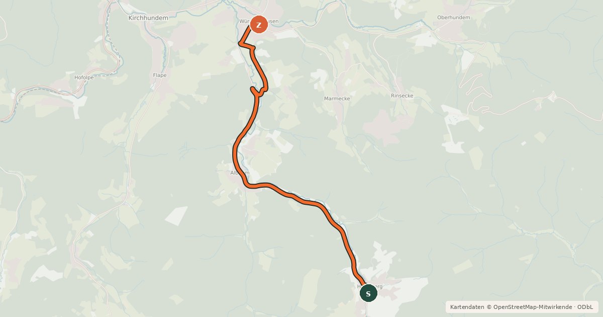 Kartenübersicht der Radroute Radroute 31-34