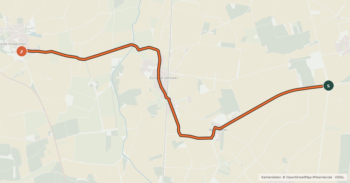 Kartenübersicht der Radroute Radroute 31-46