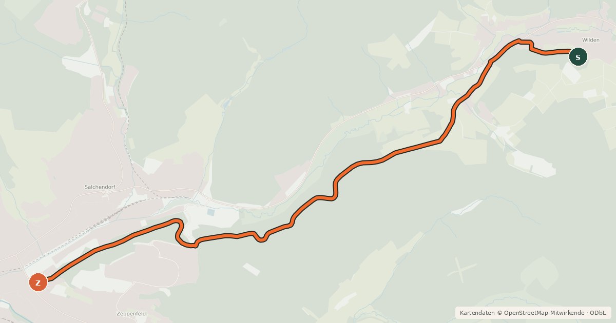 Kartenübersicht der Radroute Radroute 31-55