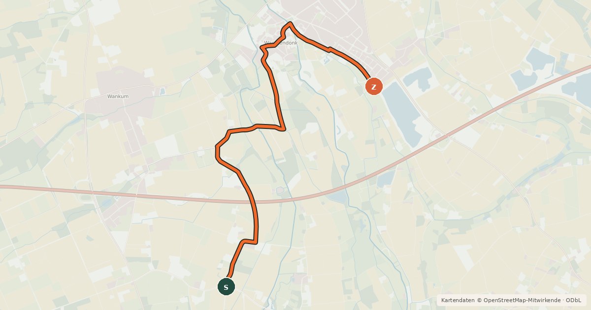 Kartenübersicht der Radroute Radroute 32-33