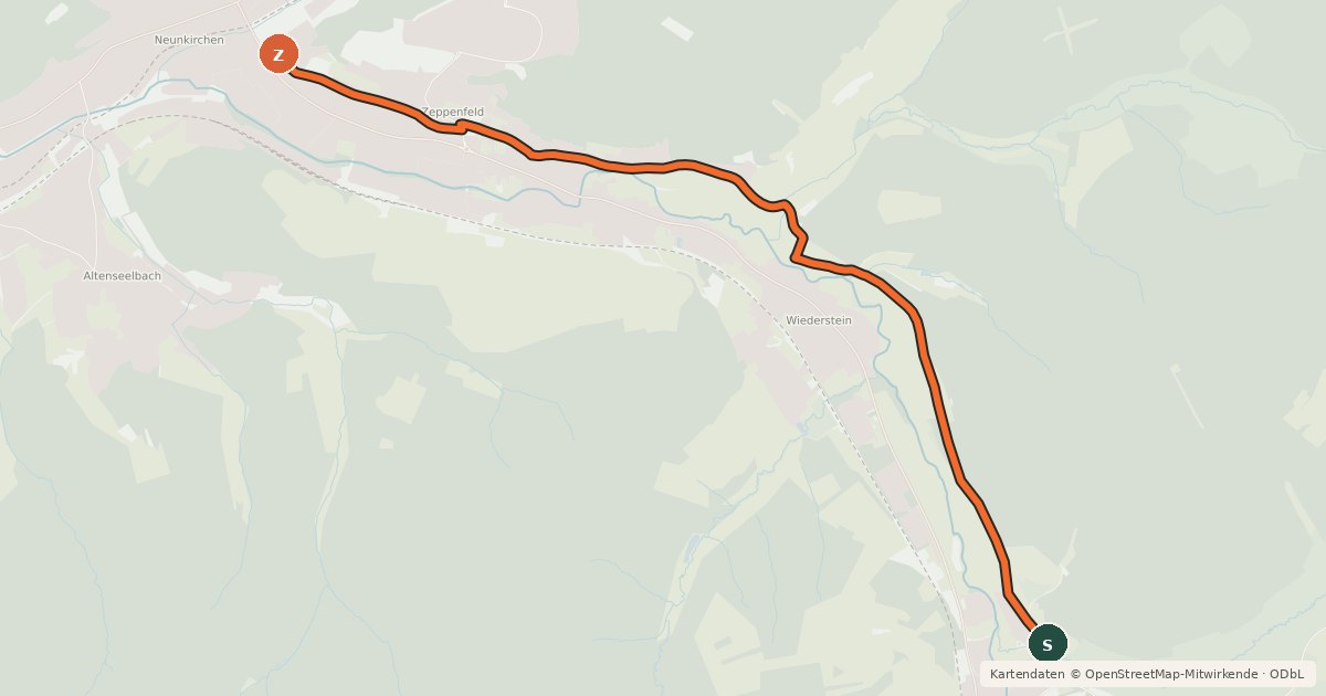 Kartenübersicht der Radroute Radroute 32-55