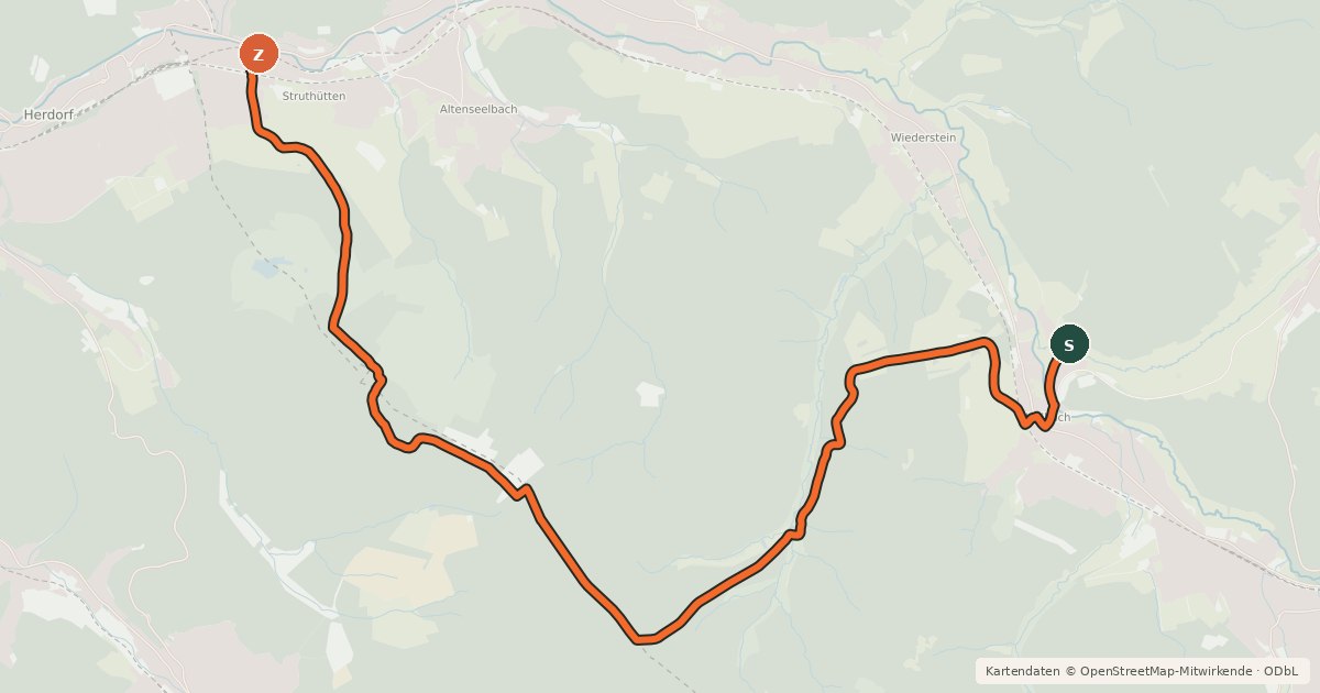 Kartenübersicht der Radroute Radroute 32-56