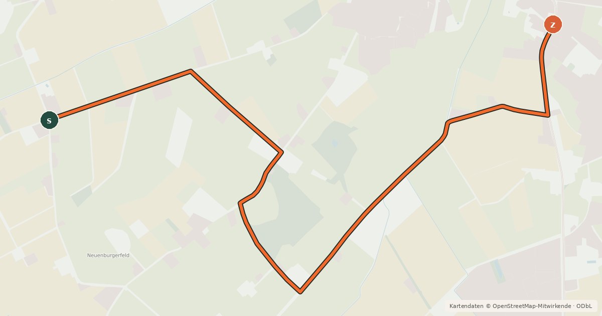 Kartenübersicht der Radroute Radroute 33-36