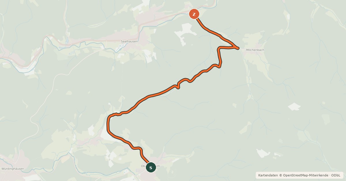 Kartenübersicht der Radroute Radroute 33-39