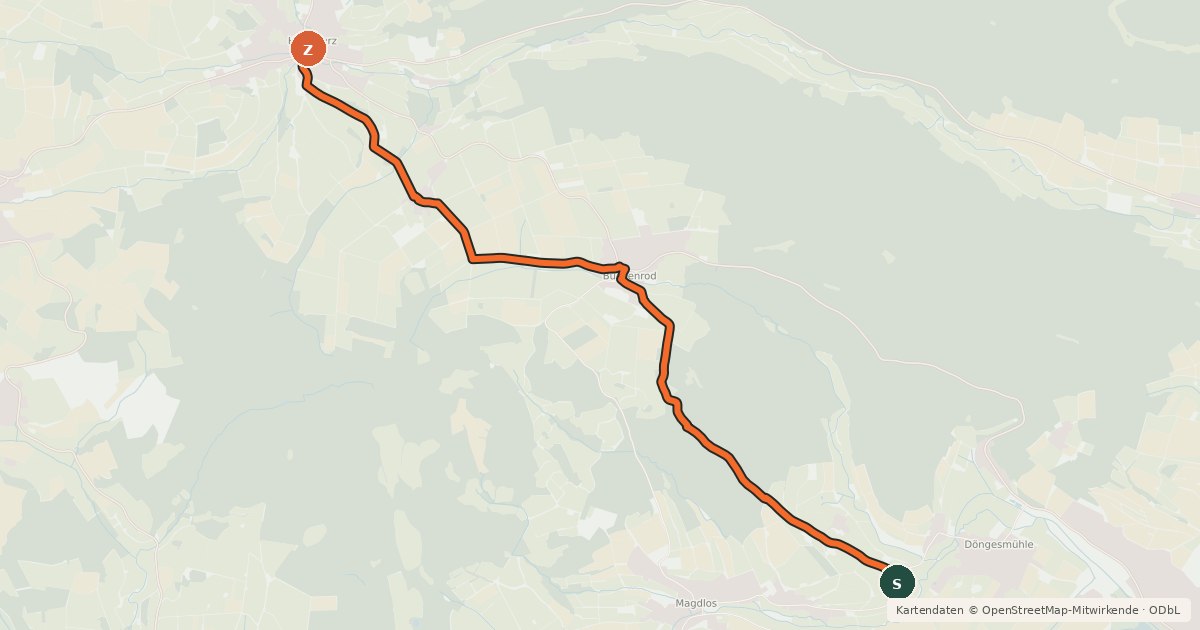 Kartenübersicht der Radroute Radroute 33-55