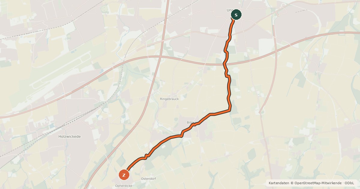 Kartenübersicht der Radroute Radroute 34-36