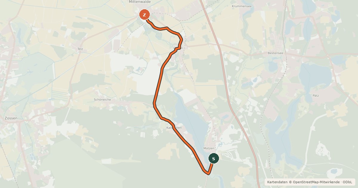 Kartenübersicht der Radroute Radroute 34-48