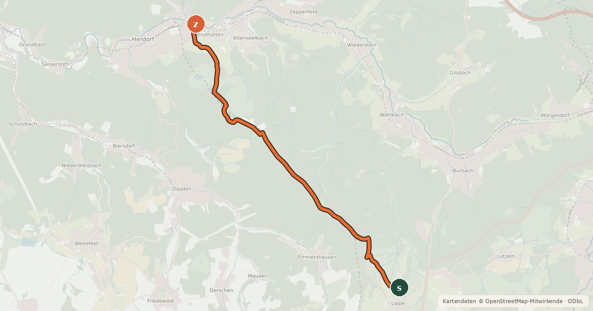 Kartenübersicht der Radroute Radroute 34-56