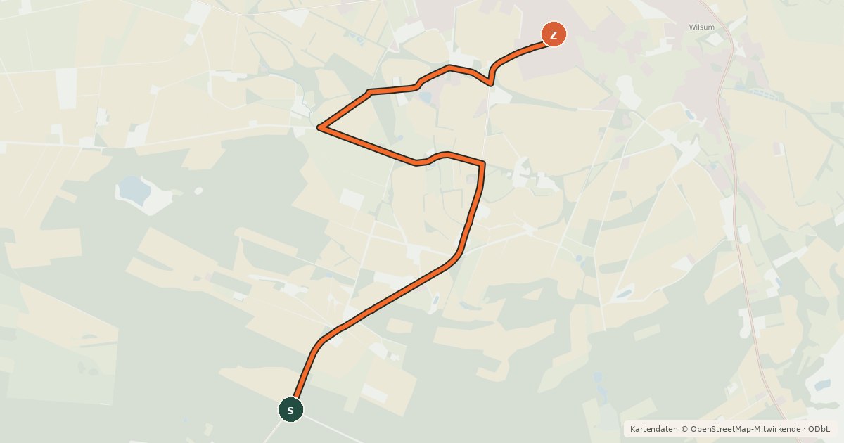 Kartenübersicht der Radroute Radroute 34-58