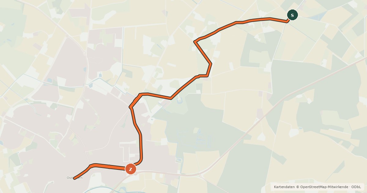 Kartenübersicht der Radroute Radroute 34-83