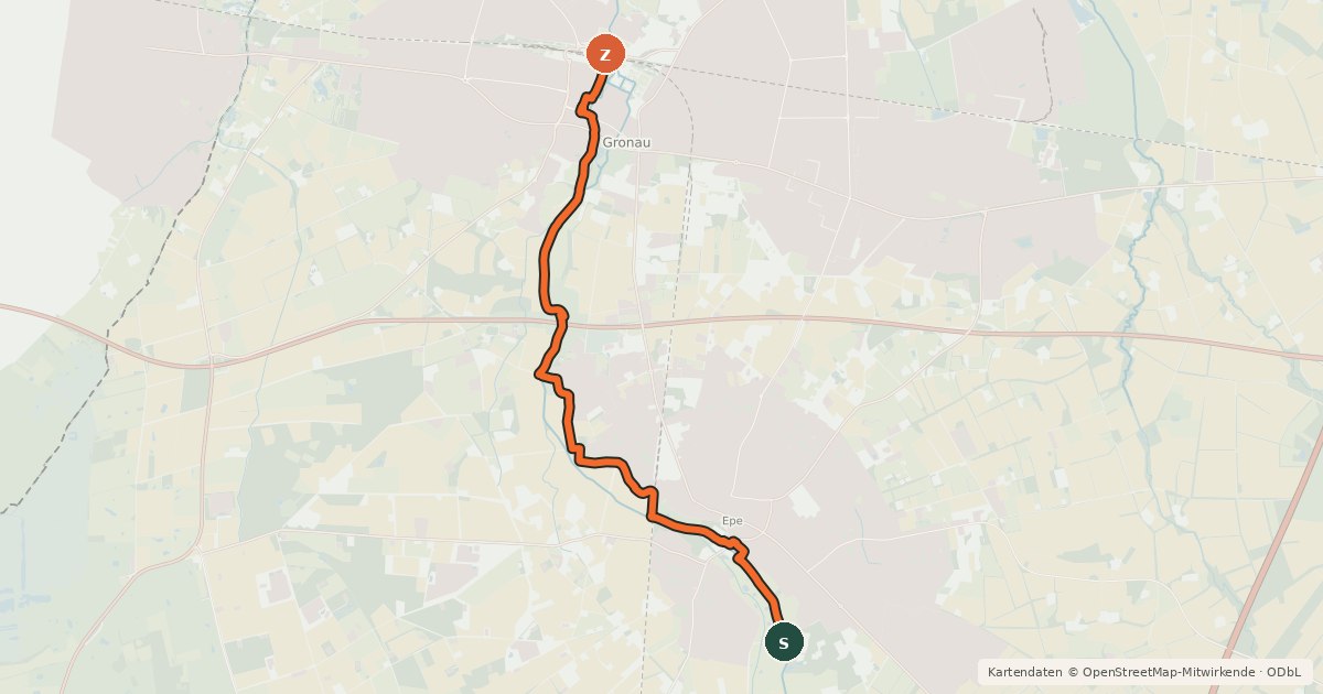 Kartenübersicht der Radroute Radroute 34-87