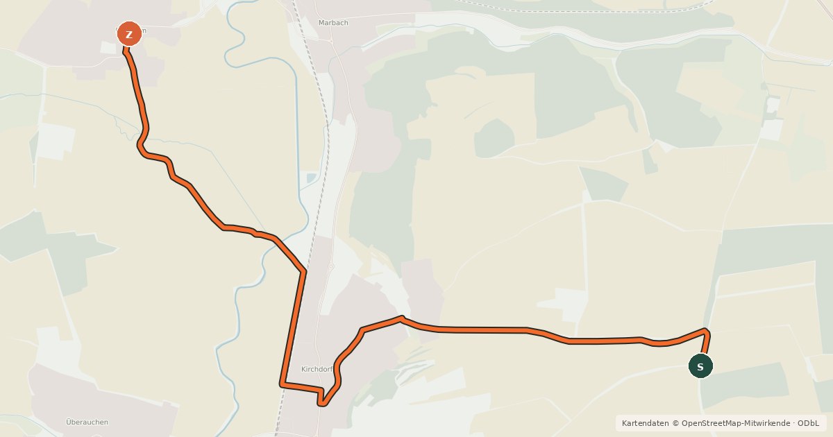 Kartenübersicht der Radroute Radroute 35-40