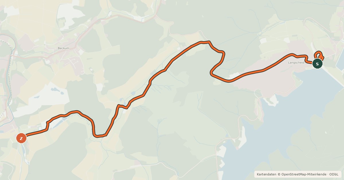 Kartenübersicht der Radroute Radroute 35-68