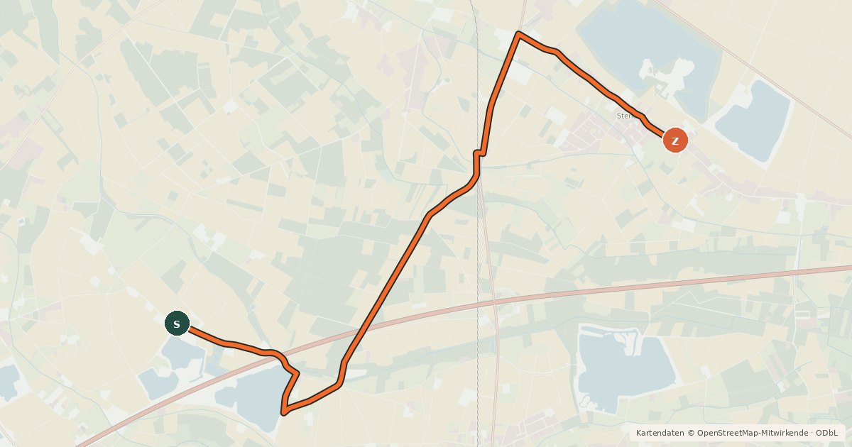 Kartenübersicht der Radroute Radroute 36-37