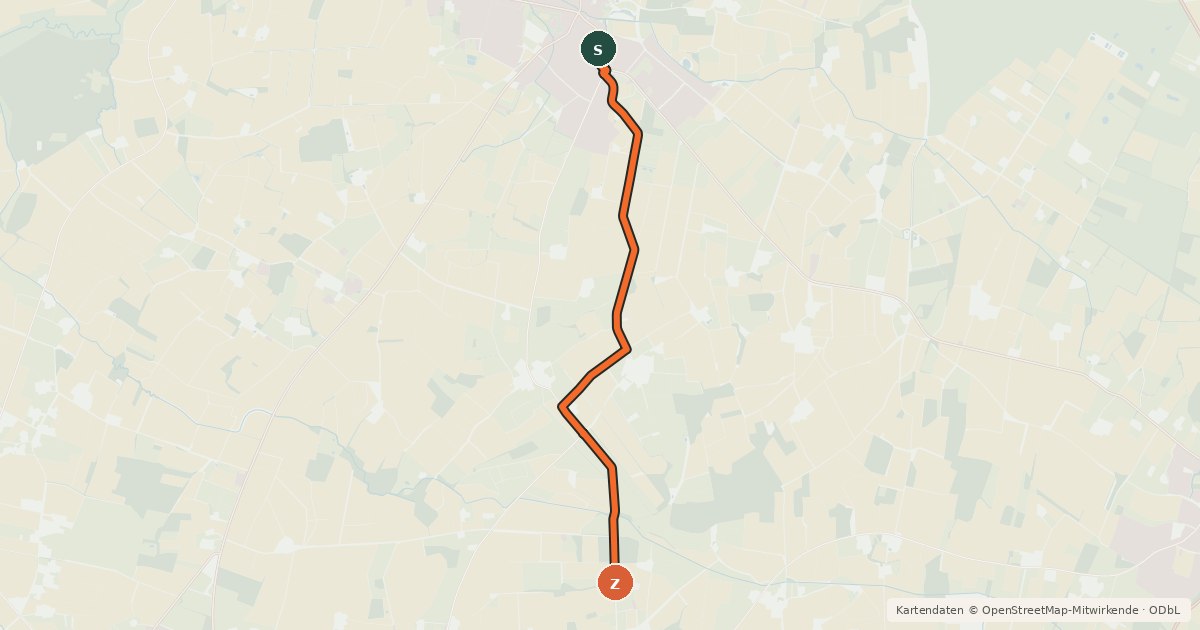 Kartenübersicht der Radroute Radroute 36-38