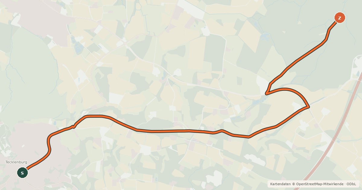 Kartenübersicht der Radroute Radroute 36-39