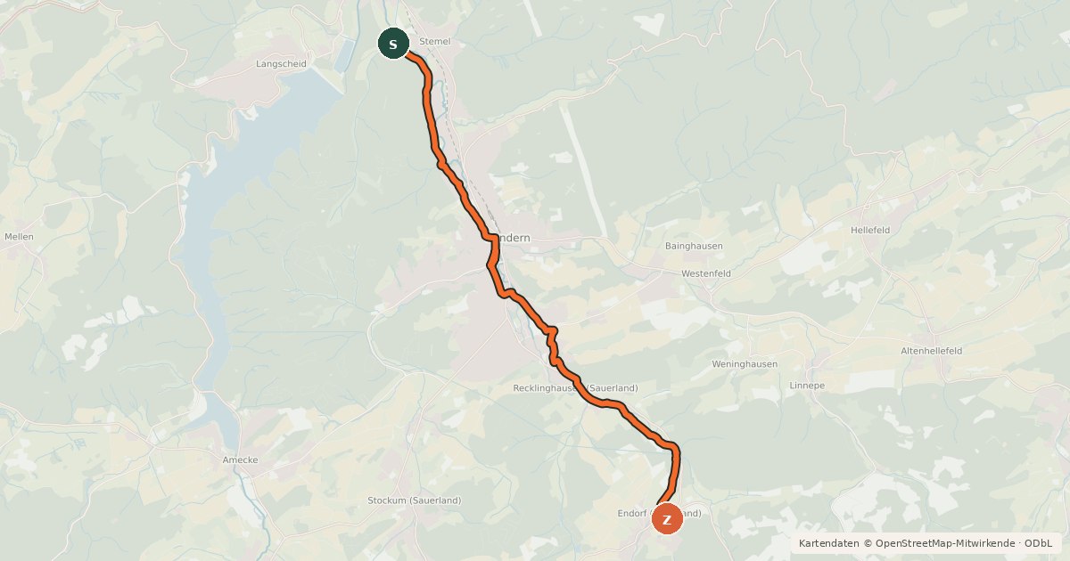 Kartenübersicht der Radroute Radroute 36-41