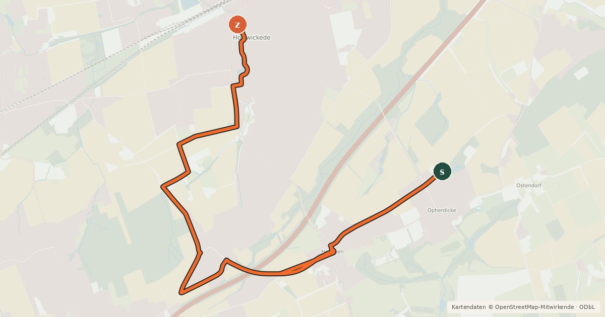 Kartenübersicht der Radroute Radroute 36-42