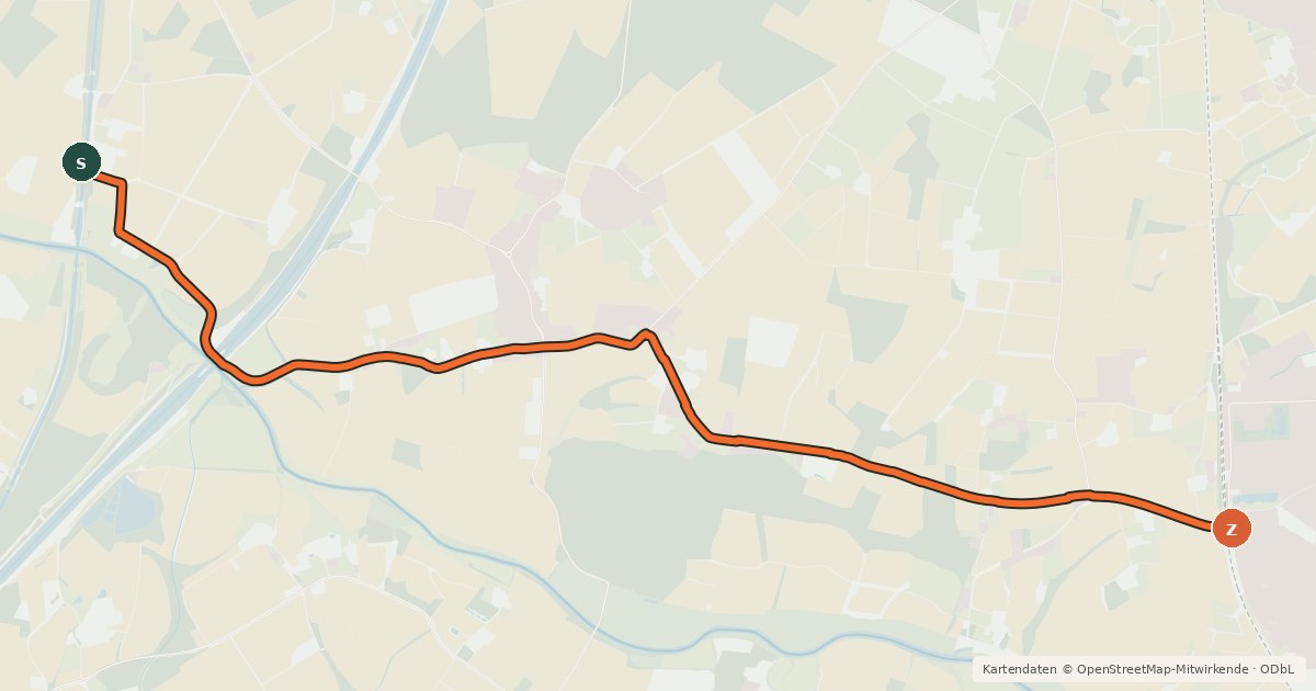 Kartenübersicht der Radroute Radroute 36-43