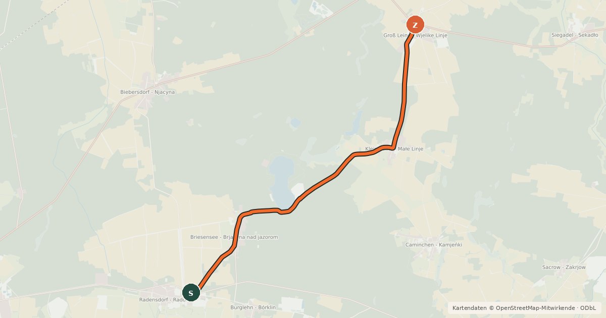 Kartenübersicht der Radroute Radroute 36-45