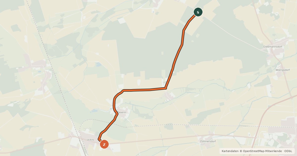 Kartenübersicht der Radroute Radroute 36-45