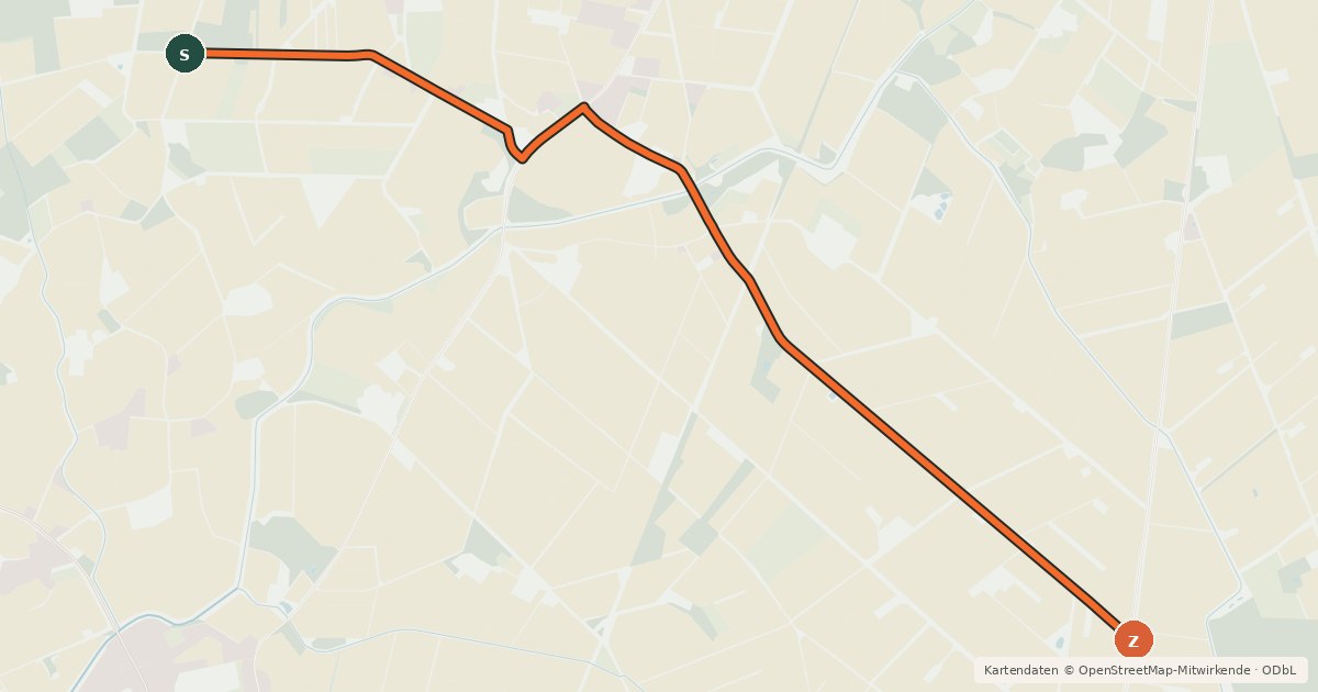 Kartenübersicht der Radroute Radroute 36-65