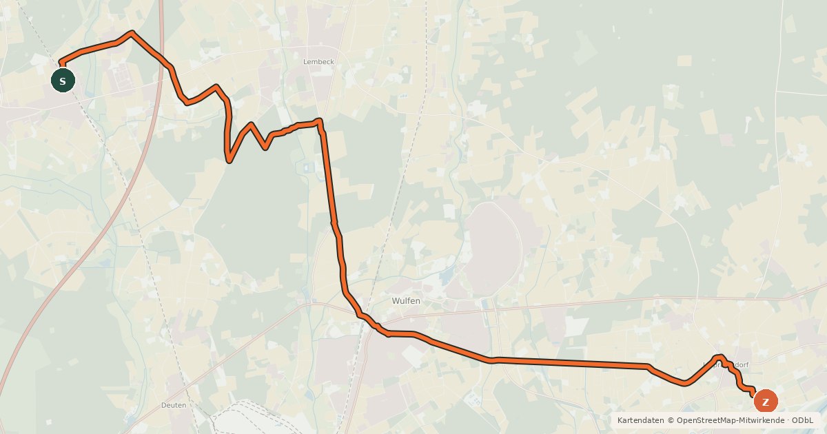 Kartenübersicht der Radroute Radroute 37-38