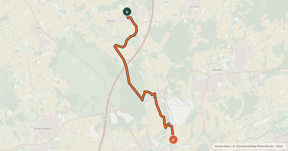 Kartenübersicht der Radroute Radroute 37-45